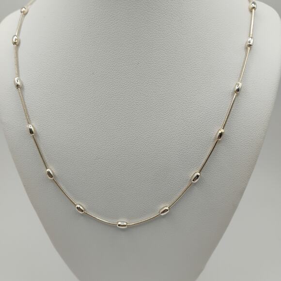 Rice Bead Sterling Silver Necklace with Lobster Claw Clasp 18-inches - Picture 2 of 5